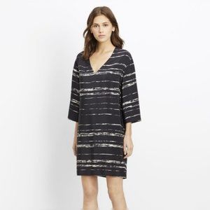 Vince Shadow Stripe V-Neck Silk Tunic Dress XS EUC